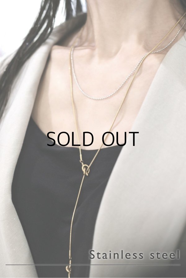 画像2: ステンレス ノットスネークチェーンラリエットネックレス (2)