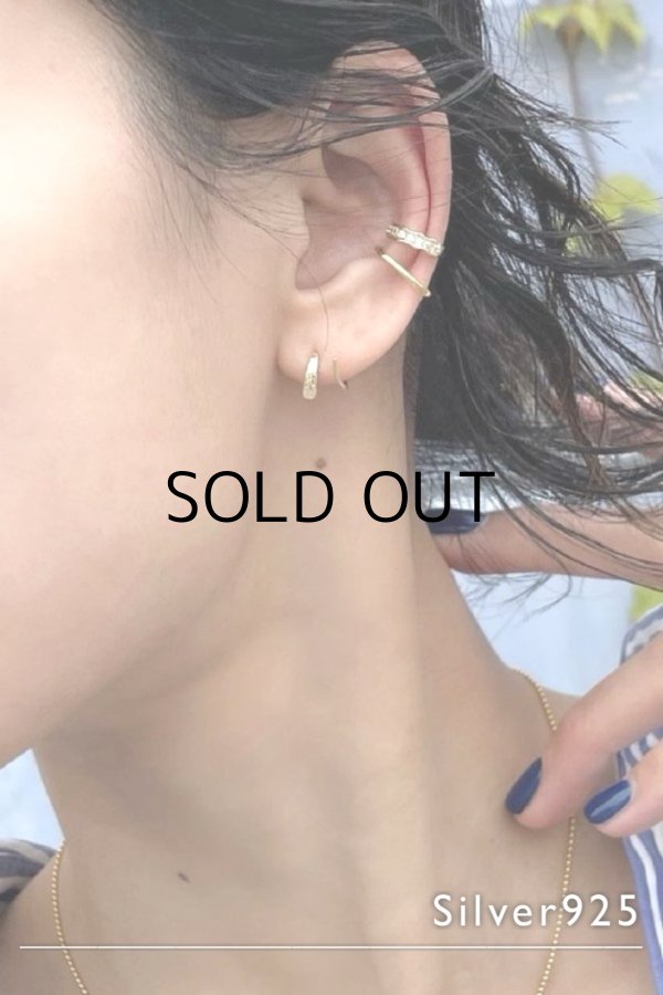 画像1: SILVER925 槌目プレートスパイラルラインピアス (1)