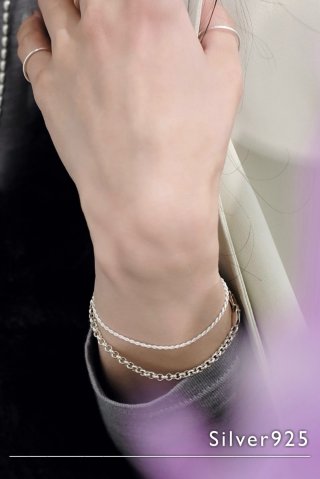 SILVER925 2.7mm幅 カットロープチェーンネックレス 45cm