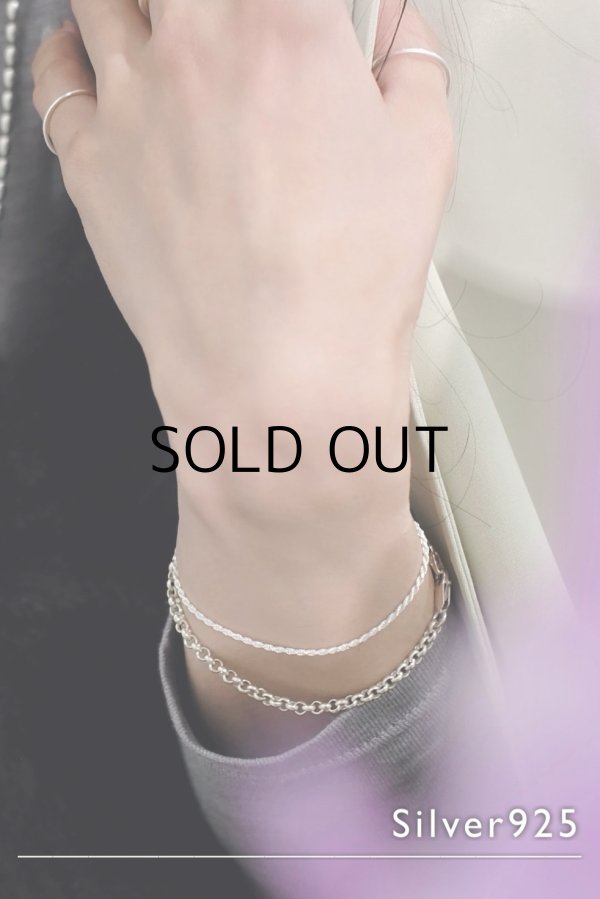 画像1: SILVER925 1.5mm幅 カットロープチェーンブレスレット (1)