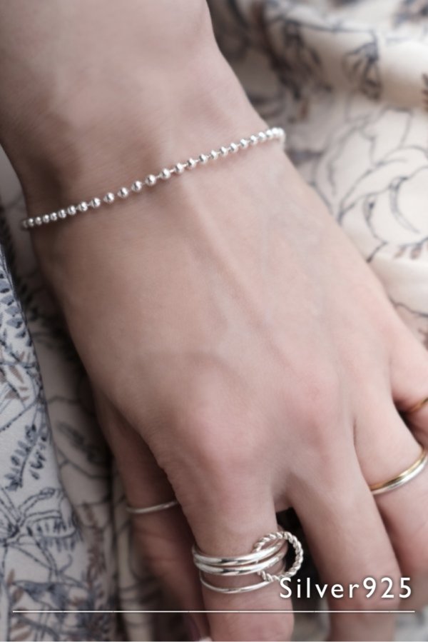 画像1: SILVER925 ボールチェーンブレスレット 18.5cm /シルバー  (1)