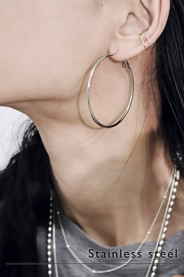 画像1: ステンレス フープピアス 53mm径 (1)