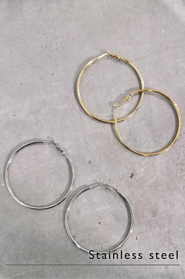 画像3: ステンレス フープピアス 53mm径 (3)