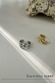 画像2: ステンレス エッジウェーブダブルラインイヤーカフ (2)