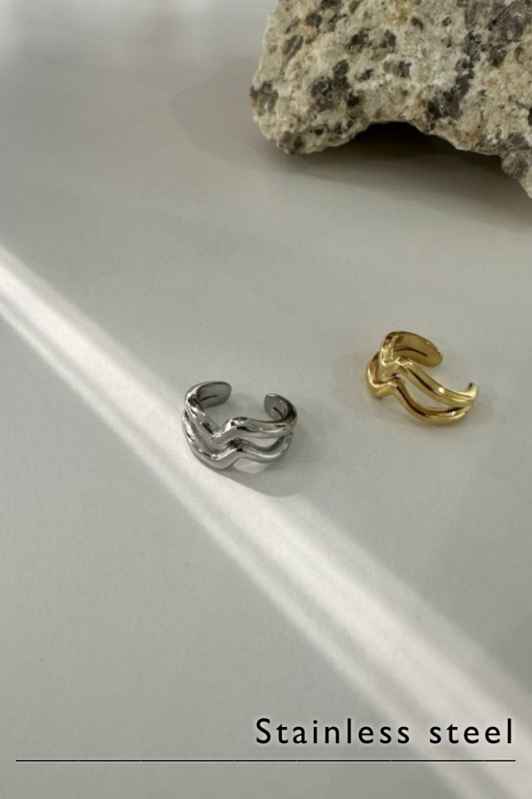 画像2: ▶︎ ステンレス エッジウェーブダブルラインイヤーカフ /シルバー (2)