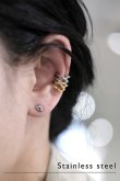 画像1: ステンレス エッジウェーブダブルラインイヤーカフ (1)