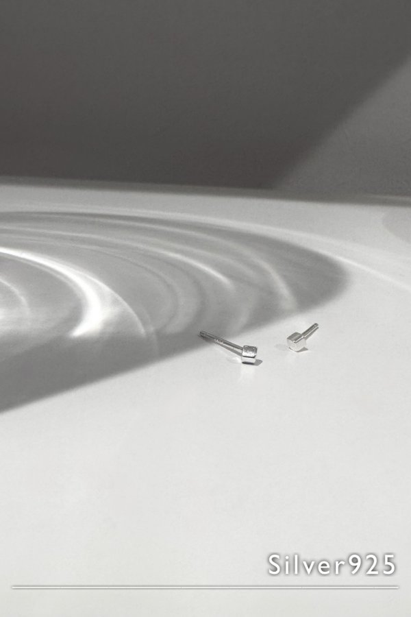 画像1: SILVER925 2mm キュービックスタッドピアス/シルバー (1)