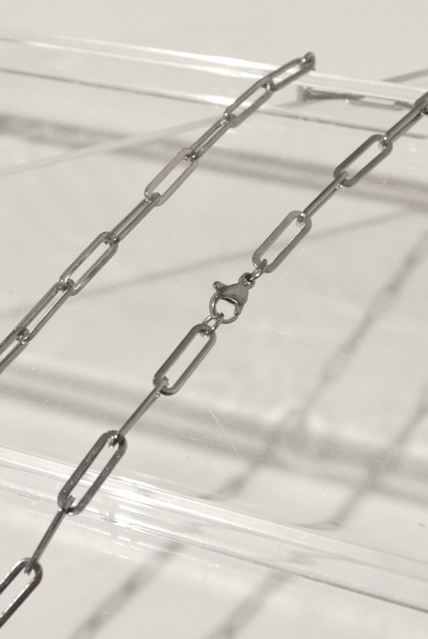 画像4: ▶︎ ステンレス 4mm幅 ロングアズキチェーンネックレス 50cm /シルバー (4)