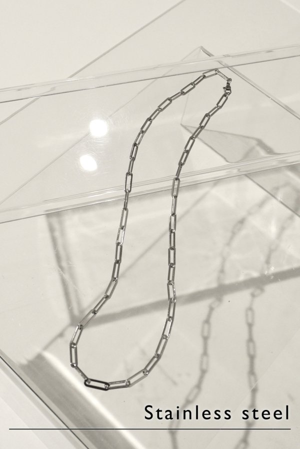 画像1: ステンレス 4mm幅 ロングアズキチェーンネックレス 50cm /シルバー (1)