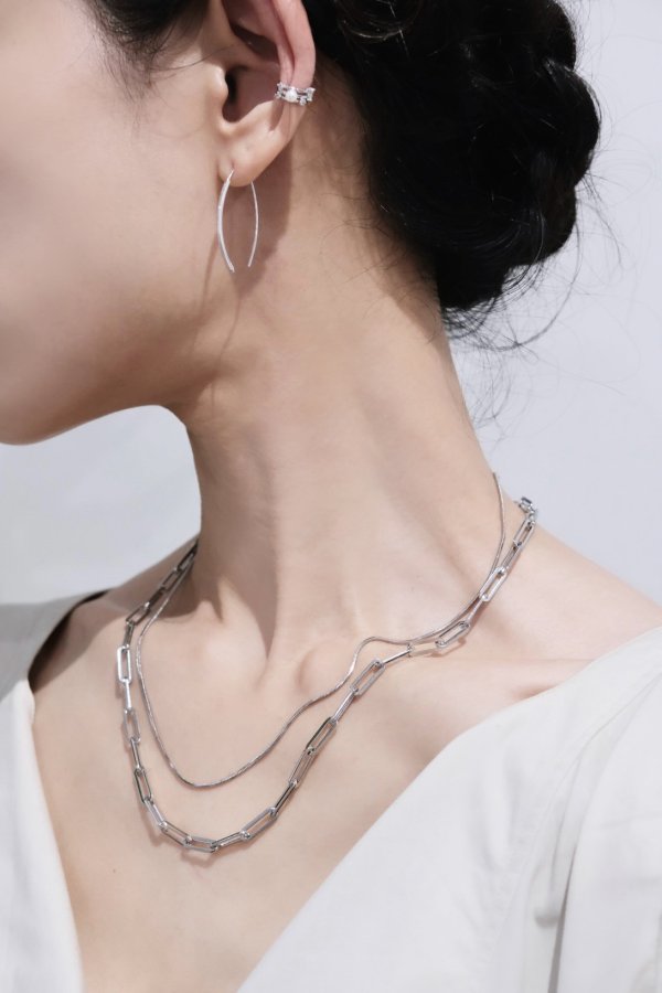 画像6: ▶︎ ステンレス 4mm幅 ロングアズキチェーンネックレス 50cm /シルバー (6)