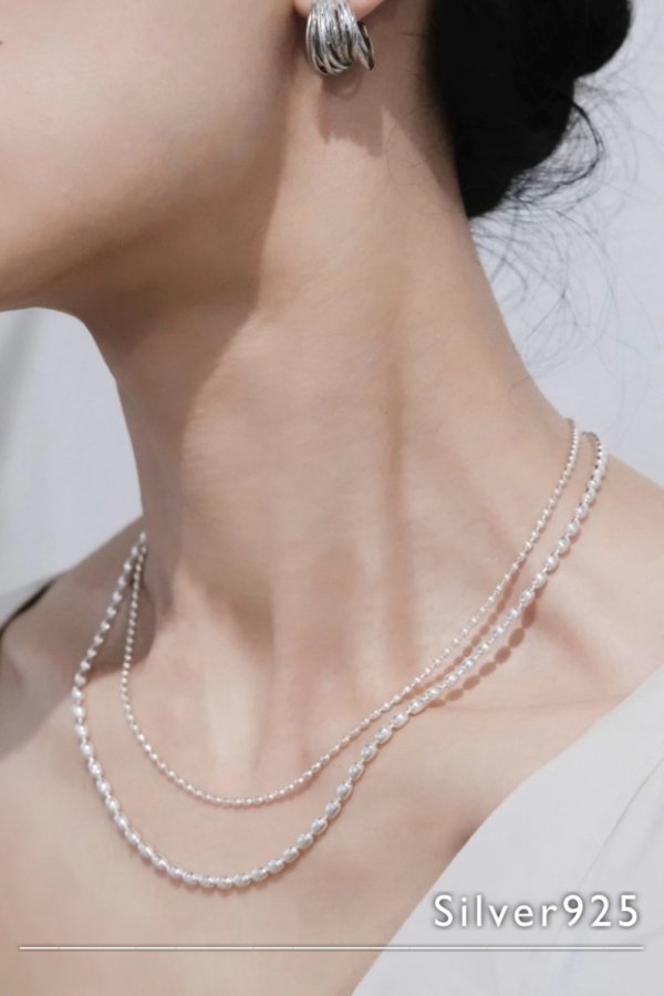 画像2: SILVER925 1.8mm幅 オーバルボールチェーンネックレス (2)