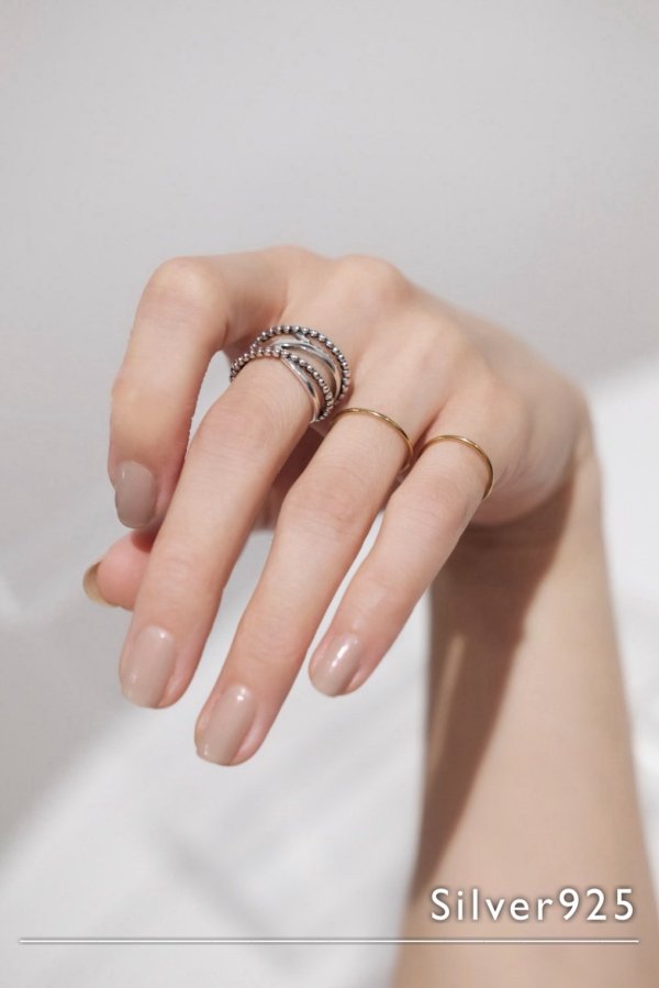 画像1: SILVER925 スムース&ノッチマルチクラスラインリング (1)