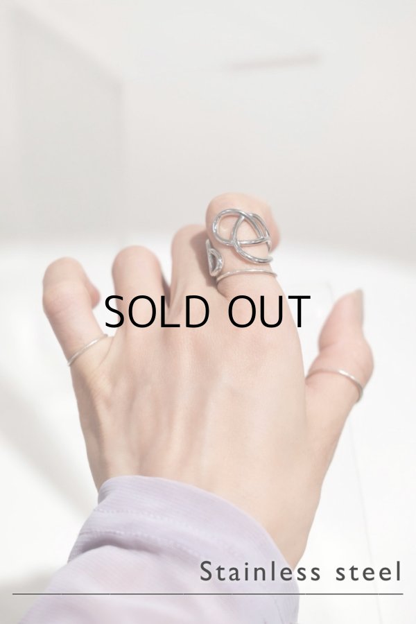 画像3: ステンレス アシンメトリーホローラインリング (3)