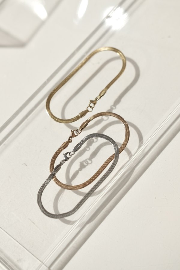 画像3: ステンレス ヘリンボーンチェーンブレスレット (3)