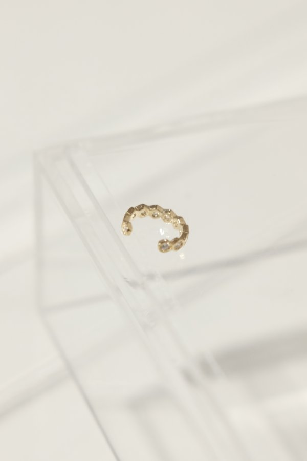 画像3: SIlVER925 ノッチラインヘキサゴンジルコニアイヤーカフ/ゴールド (3)