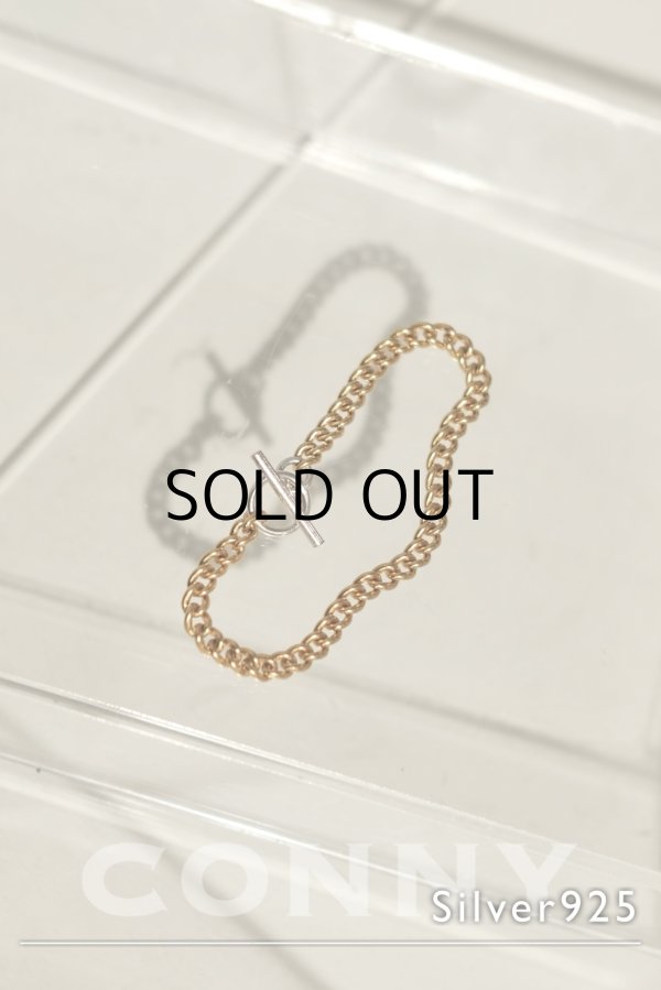 画像1: SIlVER925 5mm幅キヘイTバーブレスレット /ゴールド×シルバー (1)