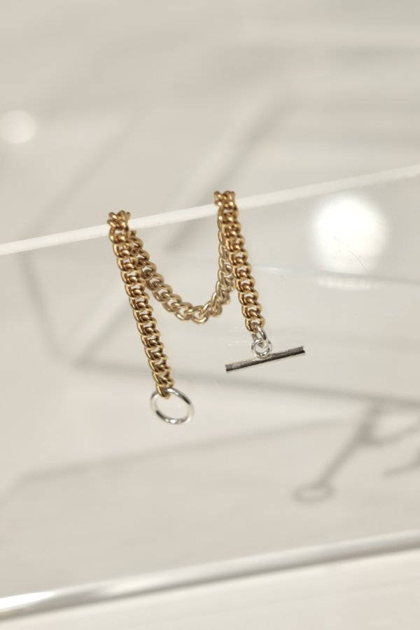 画像2: ▶︎ SIlVER925 5mm幅キヘイTバーブレスレット /ゴールド×シルバー (2)