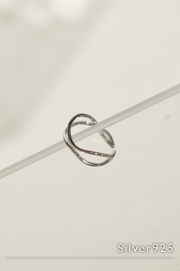 画像2: SILVER925 イレギュラーウェーブダブルラインリング (2)