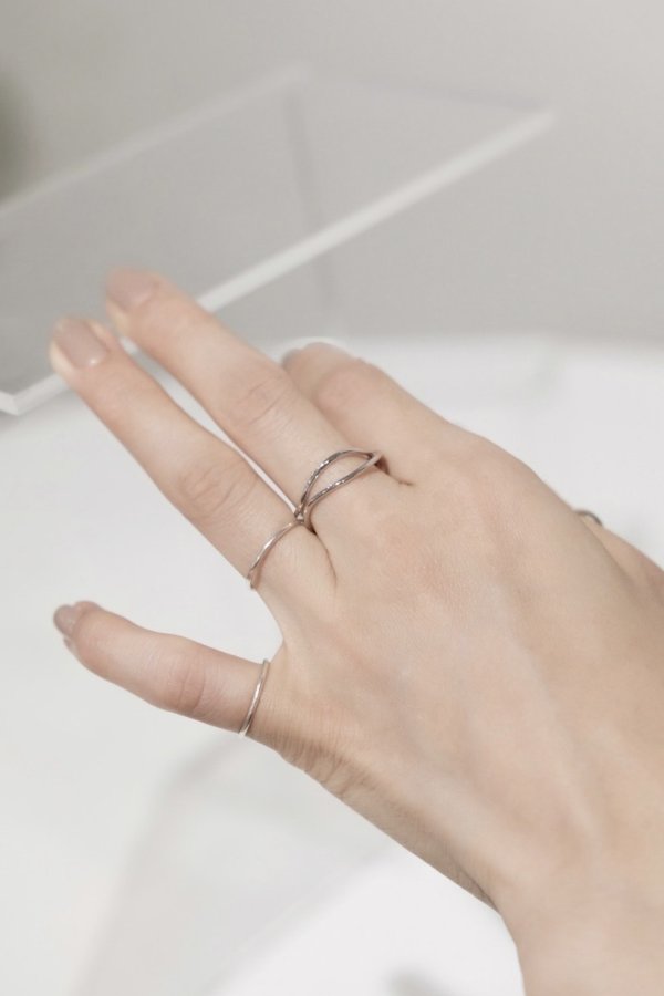 画像3: SILVER925 イレギュラーウェーブダブルラインリング (3)