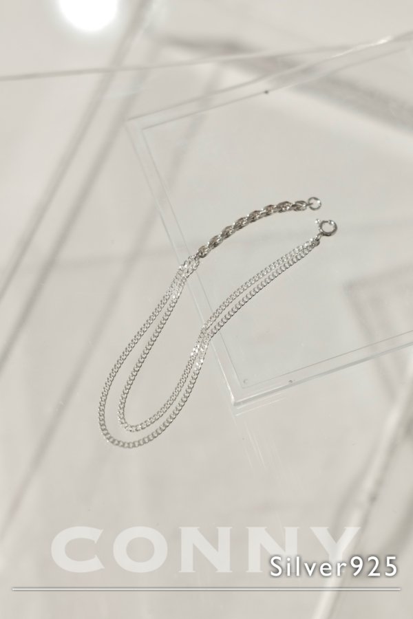 画像1: SILVER925 2.7mm ロープスウィッチWキヘイブレスレット17.5cm /シルバー (1)
