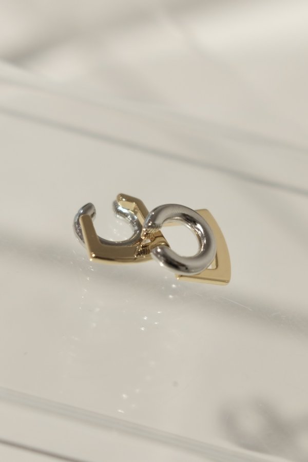 画像5: ステンレス スクエア＆ラウンドレイヤーイヤーカフ(右) /シルバー×ゴールド (5)