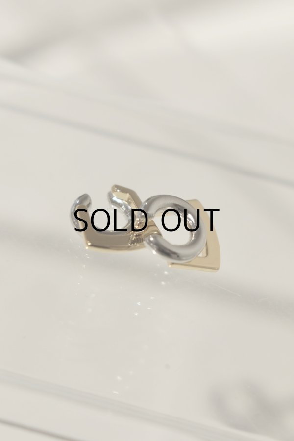 画像5: ステンレス スクエア＆ラウンドレイヤーイヤーカフ(右) /シルバー×ゴールド (5)