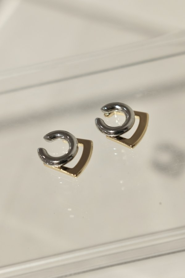 画像6: ステンレス スクエア＆ラウンドレイヤーイヤーカフ(右) /シルバー×ゴールド (6)