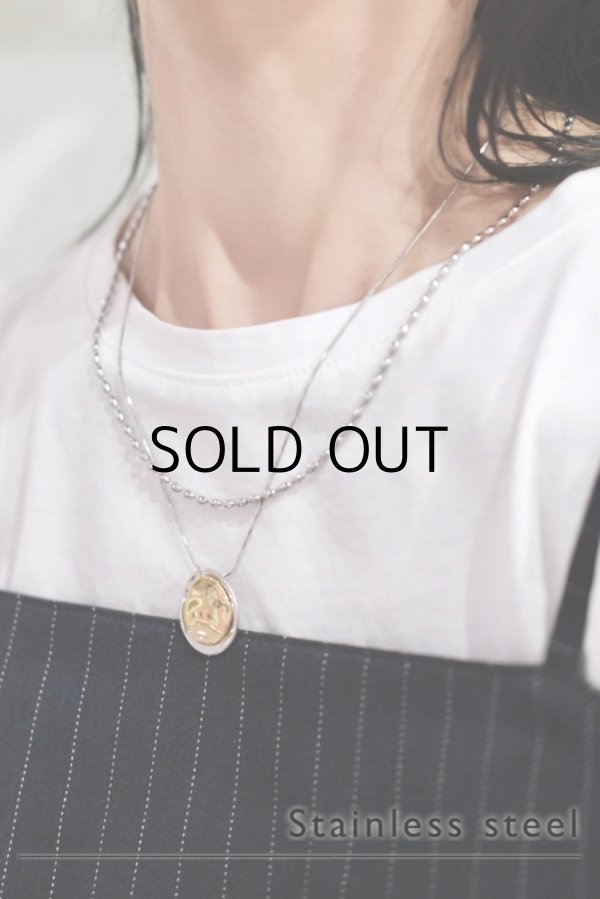 画像1: ステンレス アンイーブンプレートトップネックレス (1)