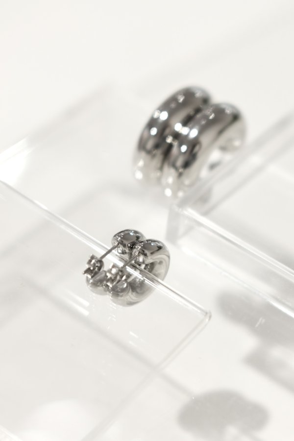 画像7: ステンレス 5mm幅 チャンキーフープC型フープピアス/シルバー (7)