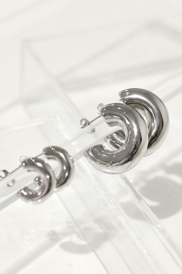 画像5: ステンレス 5mm幅 チャンキーフープC型フープピアス/シルバー (5)