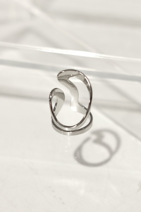画像4: ステンレス カーブ5ラインフロントオープンリング /シルバー (4)
