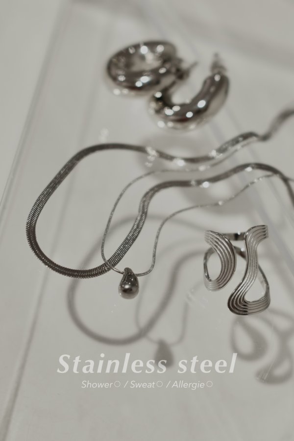 画像7: ステンレス カーブ5ラインフロントオープンリング /シルバー (7)