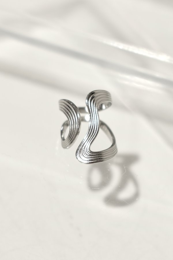 画像3: ステンレス カーブ5ラインフロントオープンリング /シルバー (3)