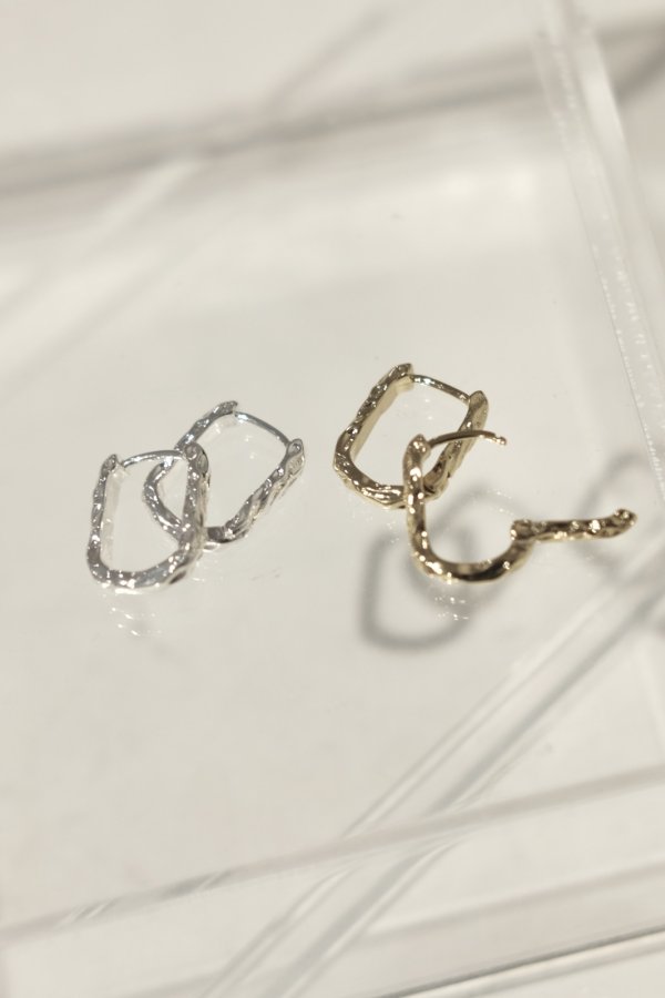 画像5: ステンレス アンイーブンスクエアフープピアス (5)