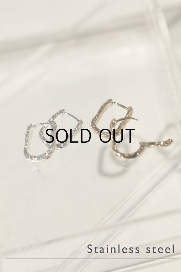 画像2: ステンレス アンイーブンスクエアフープピアス (2)