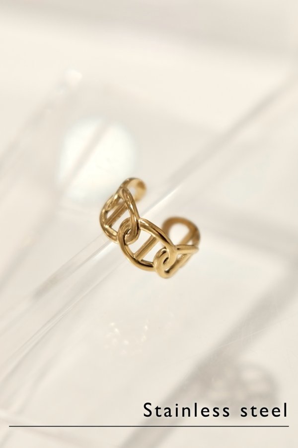 画像3: ステンレス 10mm幅 マリタイムチェーンリング /ゴールド (3)