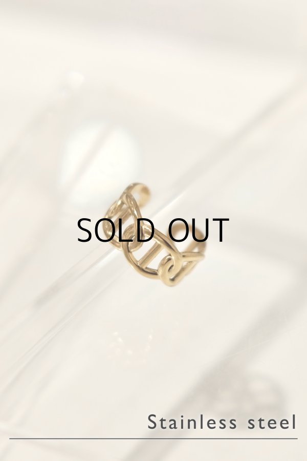 画像3: ステンレス 10mm幅 マリタイムチェーンリング /ゴールド (3)