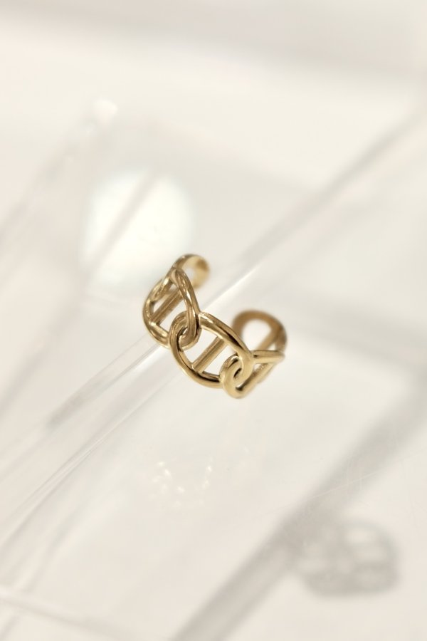 画像5: ステンレス 10mm幅 マリタイムチェーンリング /ゴールド (5)