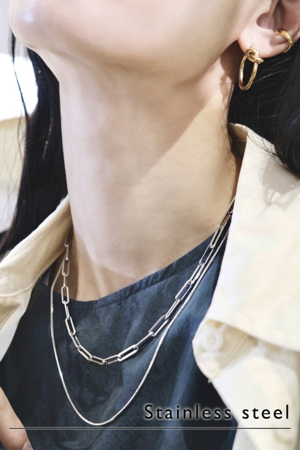 画像13: ステンレス コネクティットアズキチェーンネックレス (13)