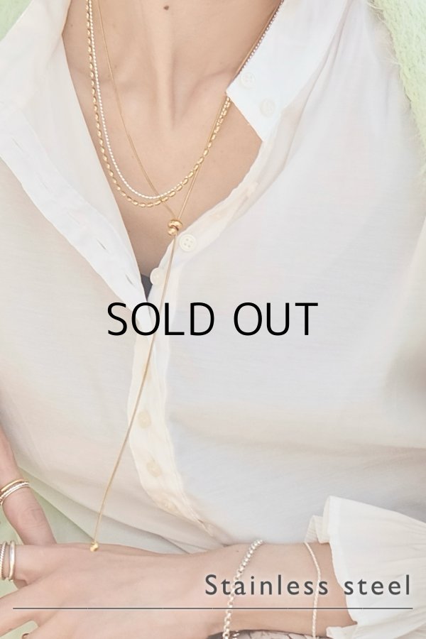 画像1: ステンレス スライドスネークチェーンラリエットネックレス (1)