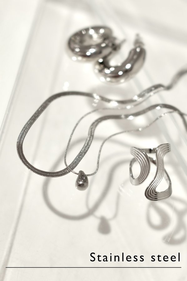 画像3: ステンレス プランプドロップトップ 0.8mmスネークチェーンネックレス (3)