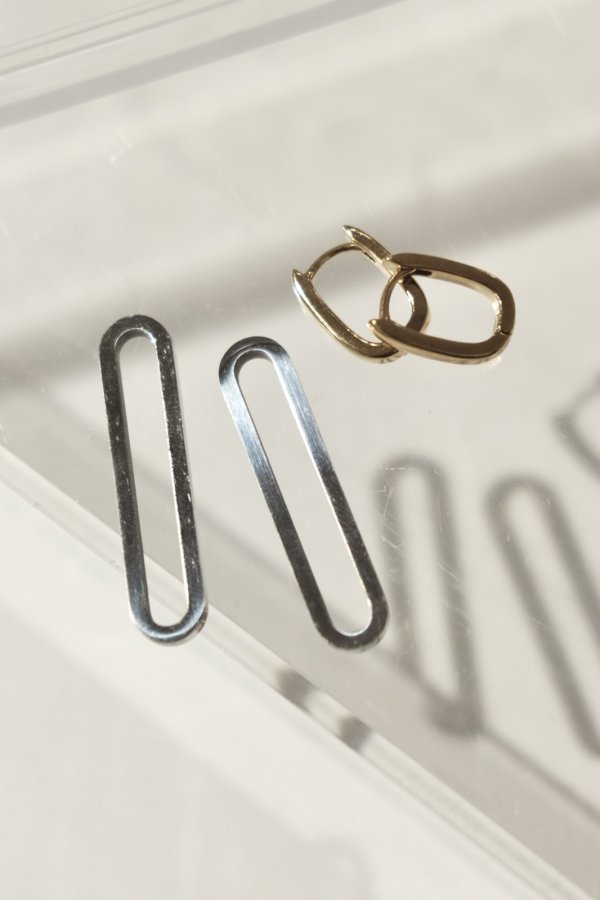 画像3: ステンレス ダブルオーバルフープ2WAYピアス /シルバー×ゴールド (3)