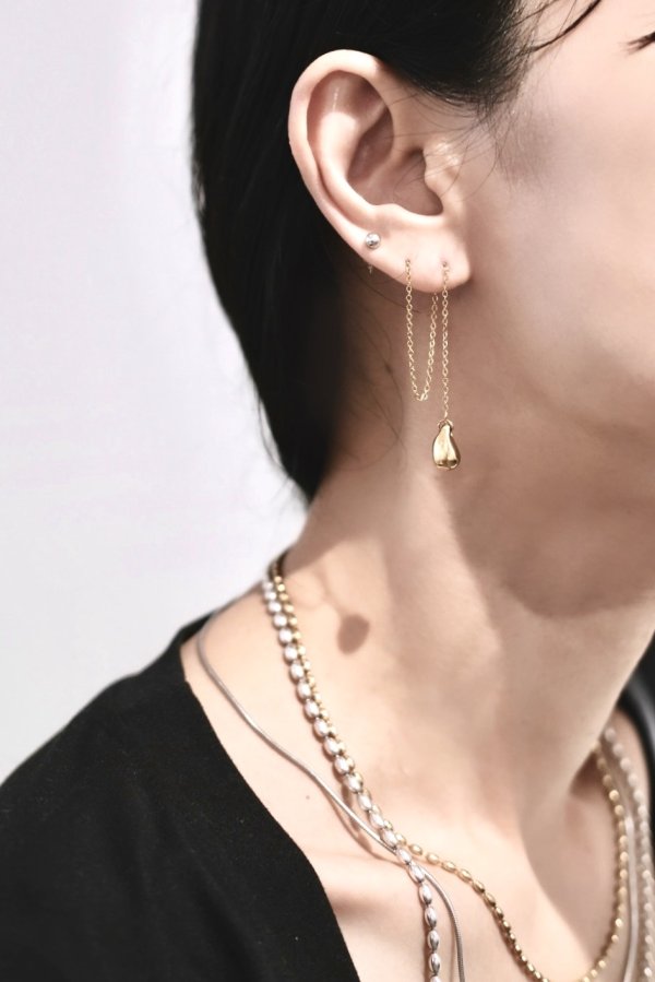 画像7: ステンレス プランプドロップアメリカンピアス /ゴールド (7)