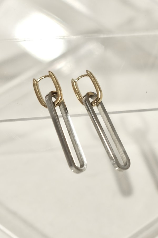 画像2: ステンレス ダブルオーバルフープ2WAYピアス /シルバー×ゴールド (2)