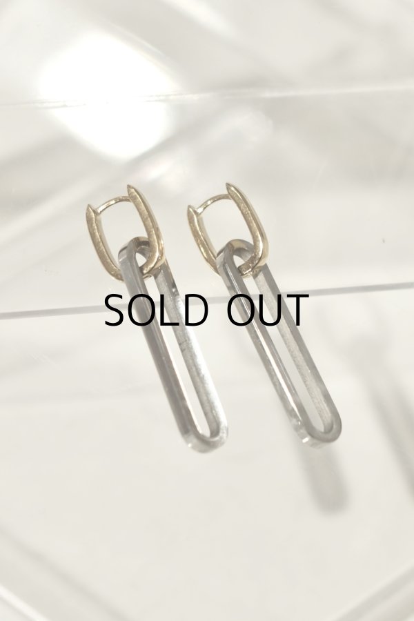 画像2: ステンレス ダブルオーバルフープ2WAYピアス /シルバー×ゴールド (2)