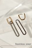 画像1: ステンレス ダブルオーバルフープ2WAYピアス /シルバー×ゴールド (1)