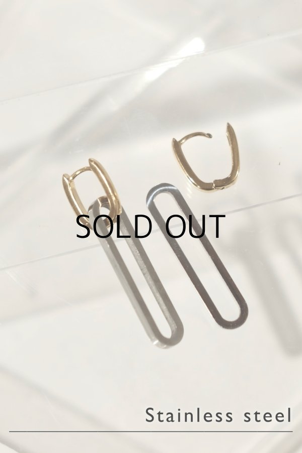 画像1: ステンレス ダブルオーバルフープ2WAYピアス /シルバー×ゴールド (1)