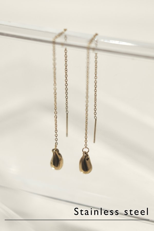 画像2: ステンレス プランプドロップアメリカンピアス /ゴールド (2)