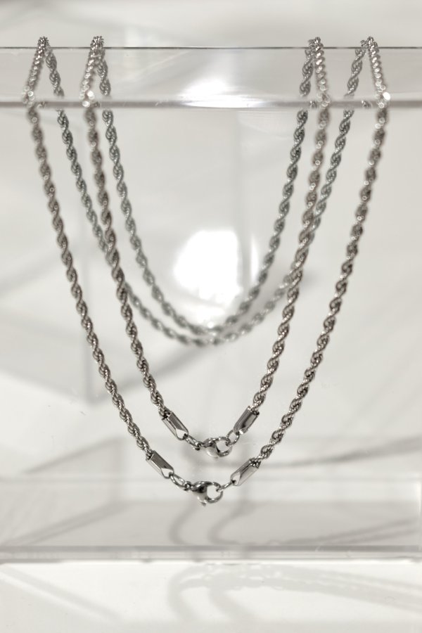 画像5: ステンレス 3mm幅 ロープチェーンネックレス /シルバー  (5)