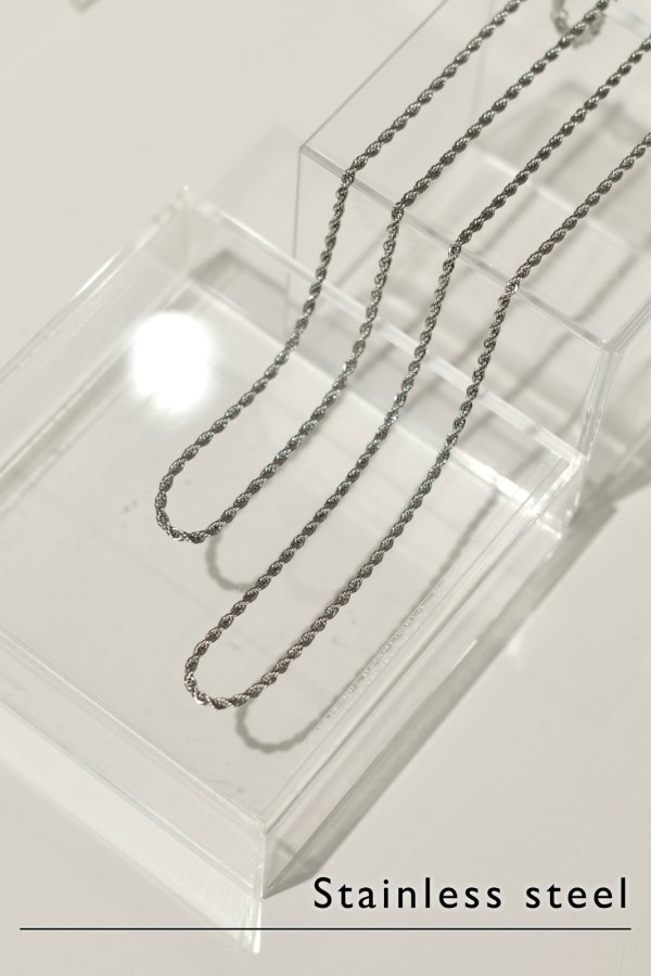 画像1: ステンレス 3mm幅 ロープチェーンネックレス /シルバー  (1)